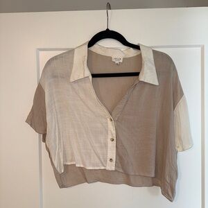 Le Lis Women's Button Down in Beige and Cream